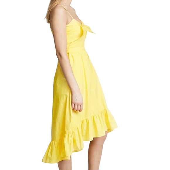 Joie Clorinda Tie Front Cut Out High Low Yellow Midi Dress Size 4 - Picture 8 of 13